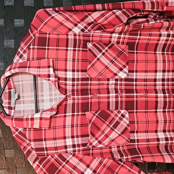 By Design Red Plaid Button-Up Shirt Size 3X - Picture 3 of 9
